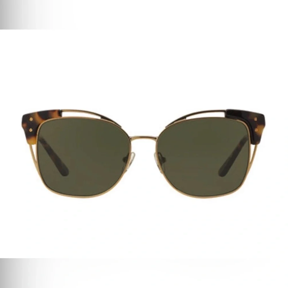 Tory Burch TY6049 Open Metal Frame Sunglasses with Tortoise Shell Accent